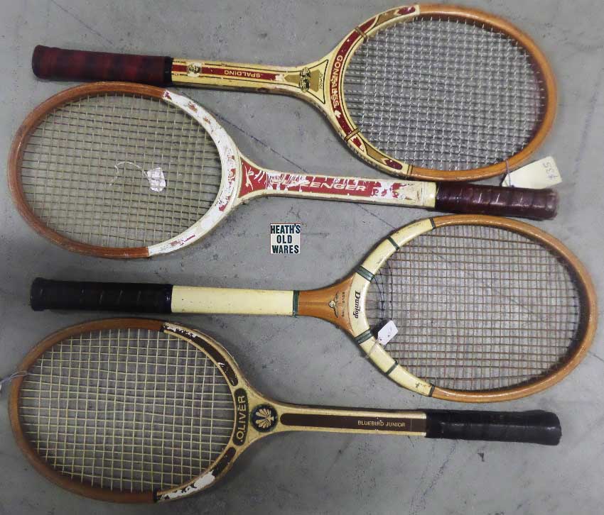 Vintage original Tennis Racquets for sale at HEATHS OLD WARES COLLECTABLES AND INDUSTRIAL ANTIQUES Heaths Old Wares, collectables and industrial antiques, 19-21 Broadway Burringbar NSW 2483 Open 7 days Ph: 0266771181