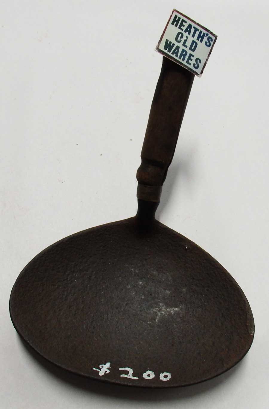 Antique industrial ladle $200 for sale at Heaths Old Wares, Collectables, Antiques & Industrial Antiques, 19-21 Broadway, Burringbar NSW 2483 Ph 0266771181 open 7 days
