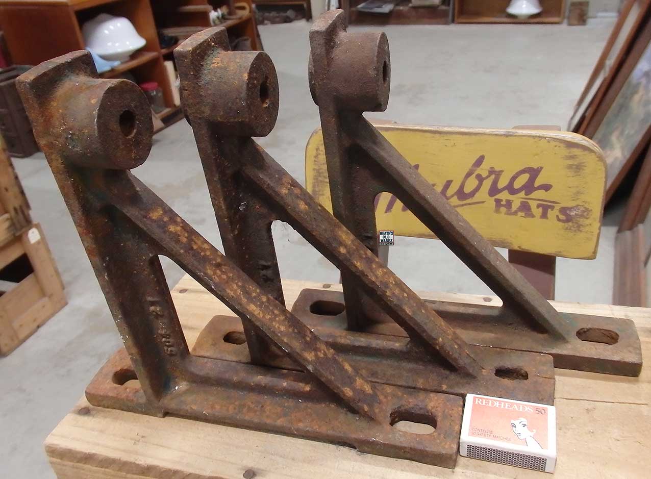 ANTIQUE INDUSTRIAL BRACKETS for sale at Heaths Old Wares, Collectables, Antiques & Industrial Antiques, 19-21 Broadway, Burringbar NSW 2483 Ph 0266771181 open 7 days