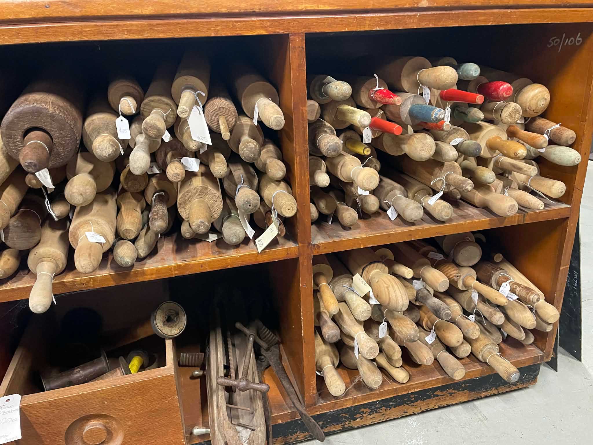 vintage tiimber rolling pins for sale at Heaths Old Wares, Collectables, Antiques & Industrial Antiques, 19-21 Broadway, Burringbar NSW 2483 Ph: 0414860587 open 7 days